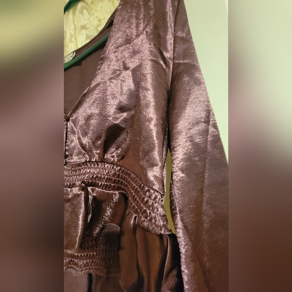 Free People Chasing Love Satin Burgandy Top - Picture 4 of 6